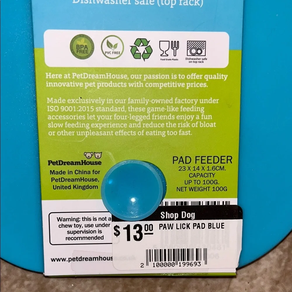 NWT Blue Slow Feeder Pad for Small Pets